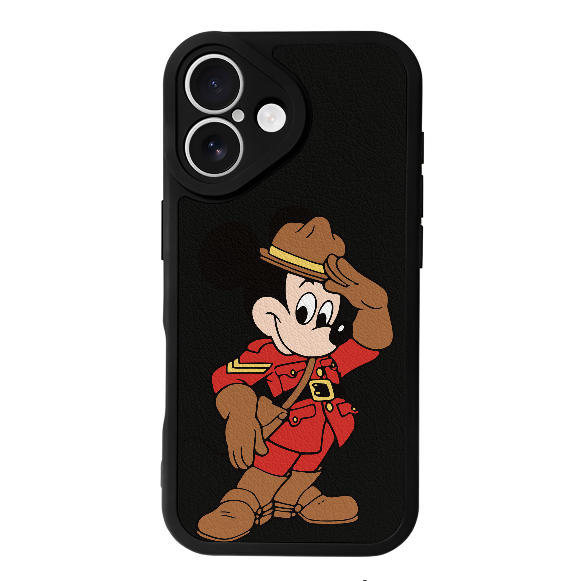 （画像用） ミッキーマウス Mickey Mouse 【iPhone 16シリーズ対応】シリコンスマホケース（レザー調） 材質：シリコン